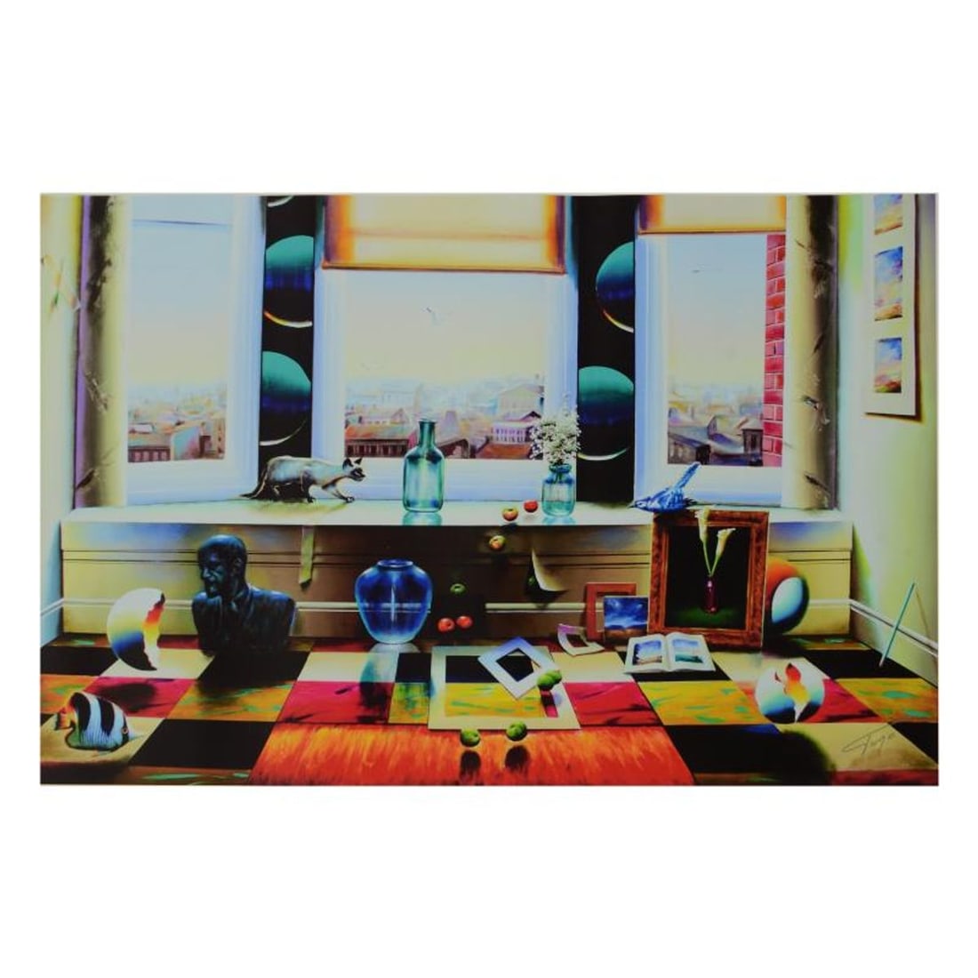 Ferjo, "Window with a View" Limited Edition on Canvas, Numbered and Signed with Letter of: Window with a View is a limited edition giclee on canvas, bearing Ferjo's authorized signature. Includes Letter of Authenticity. Measures approx. 24" x 16" (image). This item requires special handling
