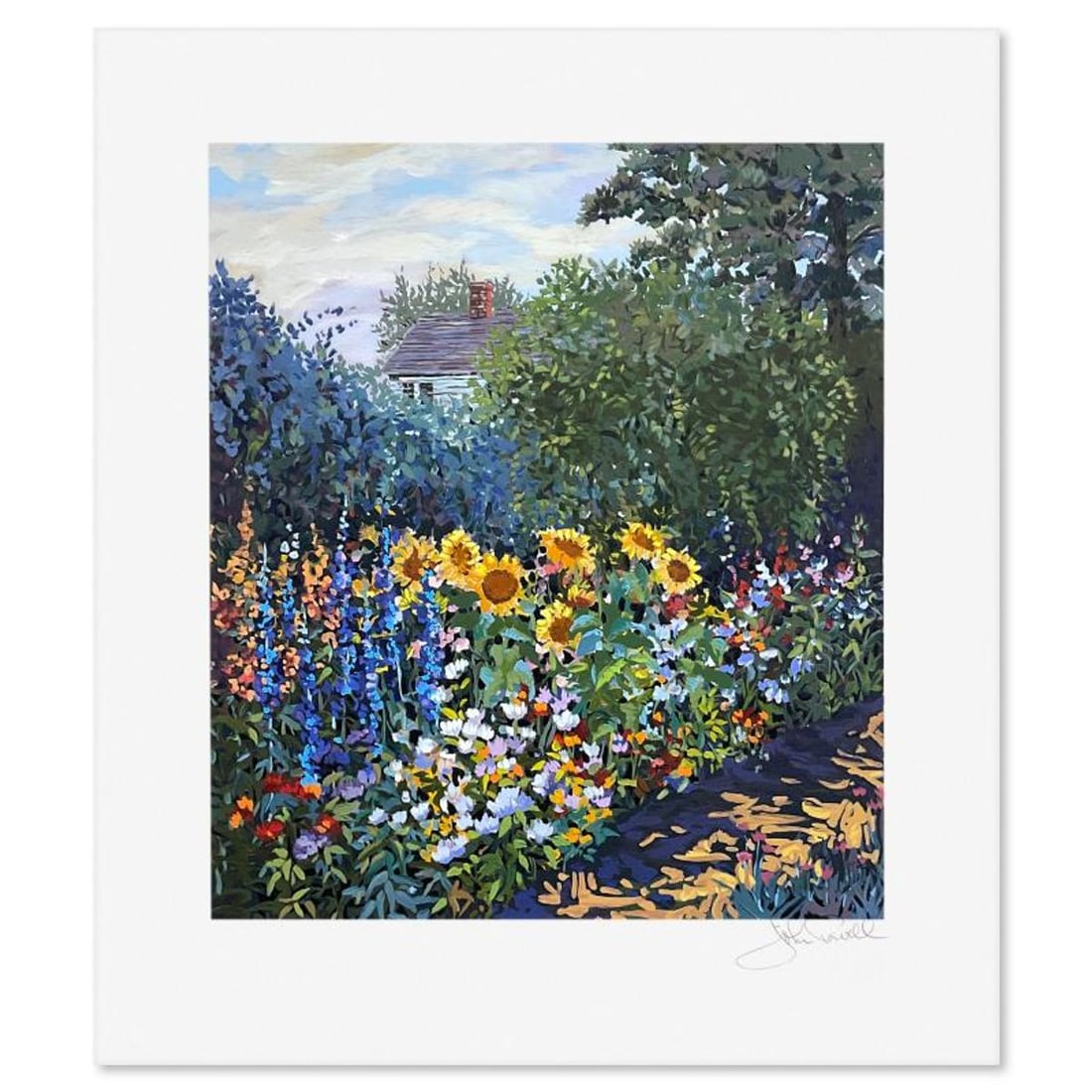 John Powell, "Sunflowers" Limited Edition Printer's Proof Serigraph, Numbered and Hand Signed with: Sunflowers is a limited edition printer's proof serigraph on paper by John Powell, numbered and hand signed by the artist. Includes Letter of Authenticity. Measures approx. 21.5" x 19" (border), 16" x