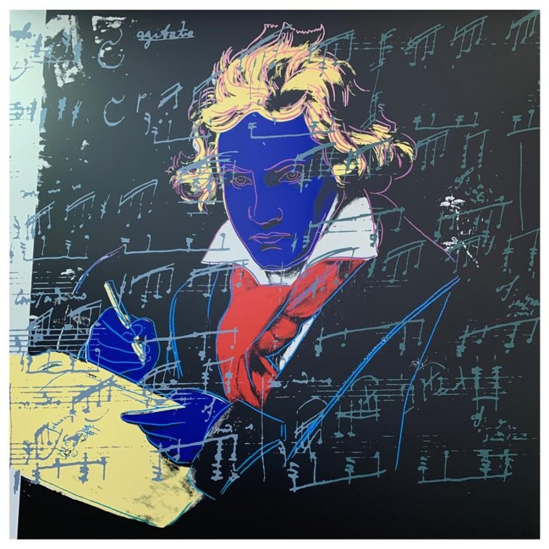 Andy Warhol "Beethoven" Limited Edition Silk Screen Print from Sunday B Morning.: Beethoven I is a limited edition silk screen print on museum board from Sunday B Morning featuring the works of Andy Warhol. The piece is stamped in blue on the back with "Published by Sunday B. Morni