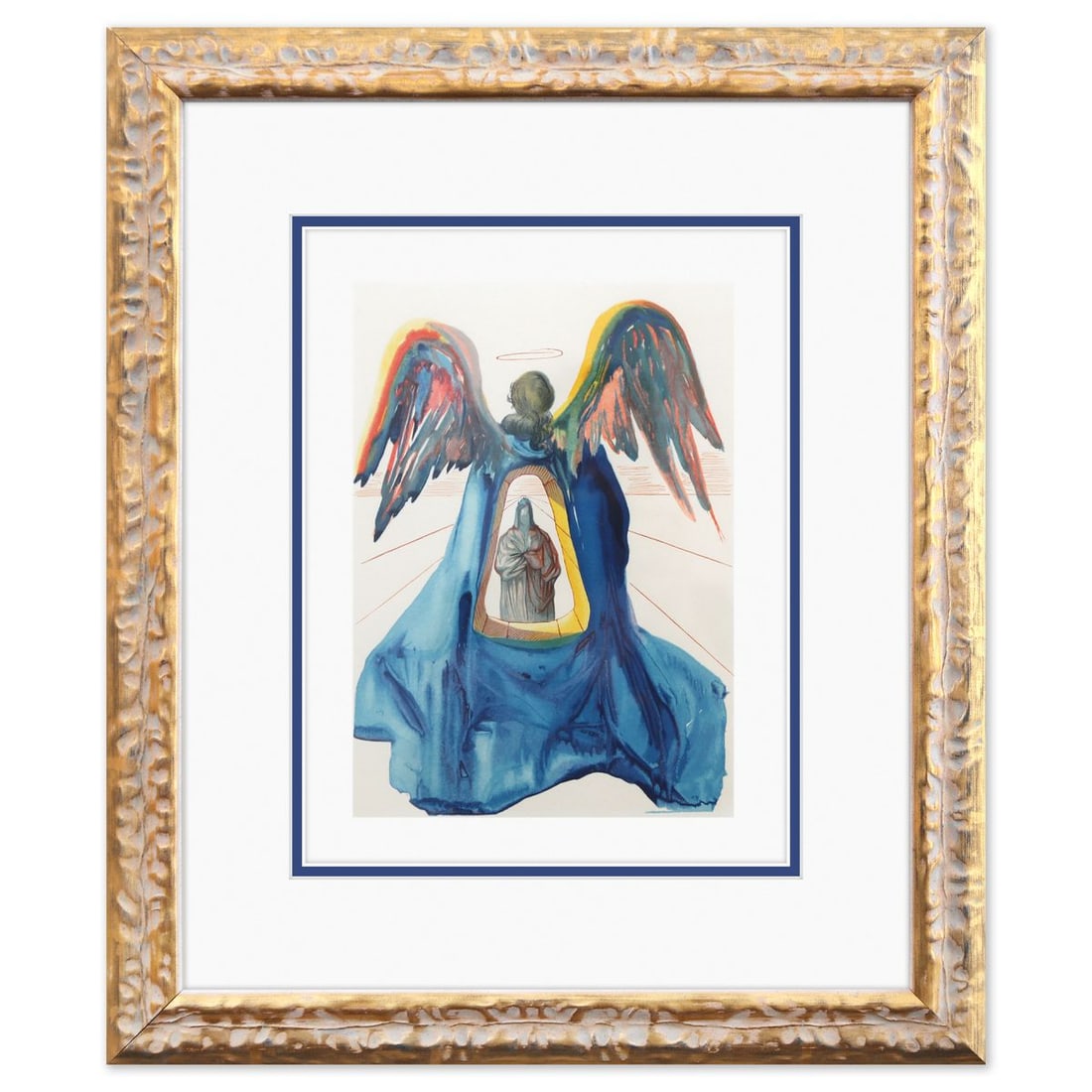 Salvador Dali- Original Color Woodcut on B.F.K. Rives Paper "Purgatory 33": Artist: Salvador Dali. Medium: Original Color Woodcut on B.F.K. Rives Paper. Title: Purgatory 33. Size: 13" x 10". Measures approx. 20" x 17" (framed). Certificate of Authenticity: Is included. Additi