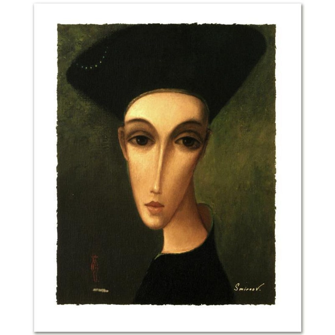 Sergey Smirnov (1953-2006), "The Duke" Limited Edition Mixed Media on Canvas, Numbered and Hand: Combining time-honored religious icon painting with western style portraiture, the hauntingly beautiful art of Sergey Smirnov (1953-2006) is inspired by the 'Parsuna' art movement. "The Duke" is a lim