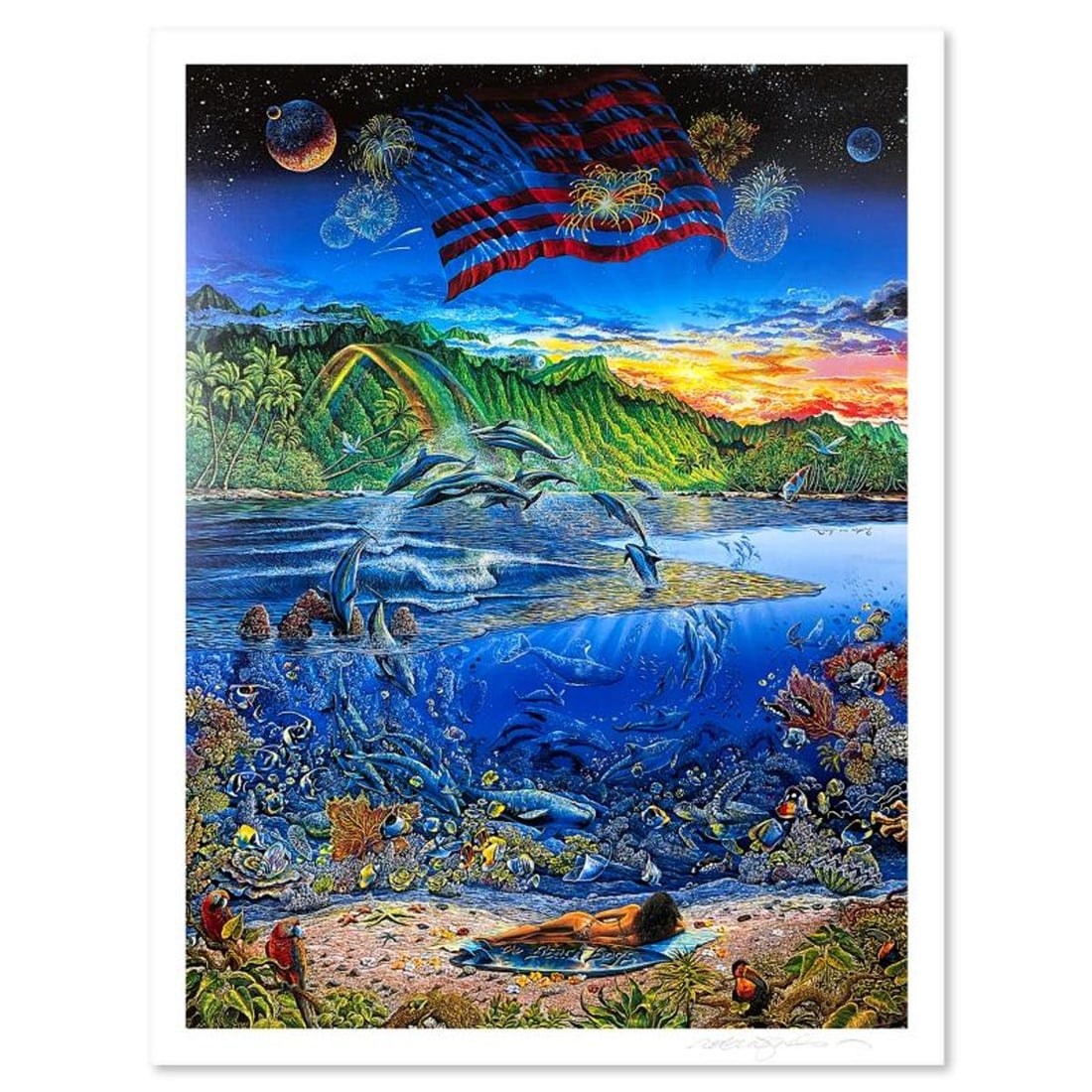 Robert Lyn Nelson, "Ring of Life" Limited Edition Mixed Media, Numbered and Hand Signed with Letter: Ring of Life is a limited edition mixed media on paper by Robert Lyn Nelson, numbered and hand signed by the artist. Includes Letter of Authenticity. Measures approx. 26.5" x 35" (border), 22" x 30" (