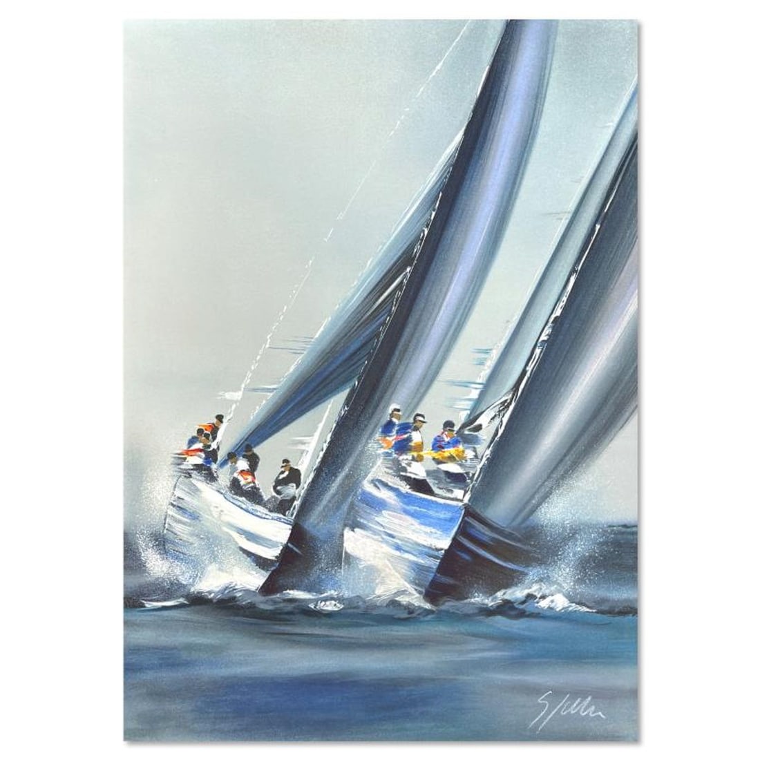 Victor Spahn, "America's Cup - Valence" hand signed limited edition lithograph with Certificate of: America's Cup - Valence is a limited edition lithograph on paper by Victor Spahn. Printed at Art-Lithographies workshop in Paris, the piece is hand signed by the artist and comes with a certificate of