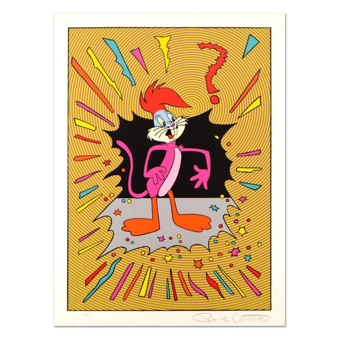 Ronnie Cutrone (1948-2013), "Identity Crisis" Limited Edition Serigraph, Numbered and Hand Signed: Identity Crisis is a limited edition serigraph on paper by Ronnie Cutrone (1948-2013), numbered and hand signed by the artist. Includes Letter of Authenticity. Measures approx. 30" x 40" (border), 26"