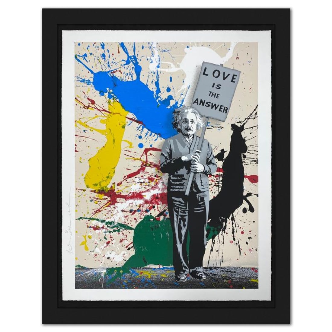 Mr. Brainwash, "M=bw² - Splash" Framed Limited Edition Silkscreen, Hand Signed with Certificate of: M=bw² - Splash is a limited edition silkscreen on deckle edge paper by Mr Brainwash, hand signed by the artist. This piece comes framed. Includes Certificate of Authenticity. Measures approx. 52.5" x