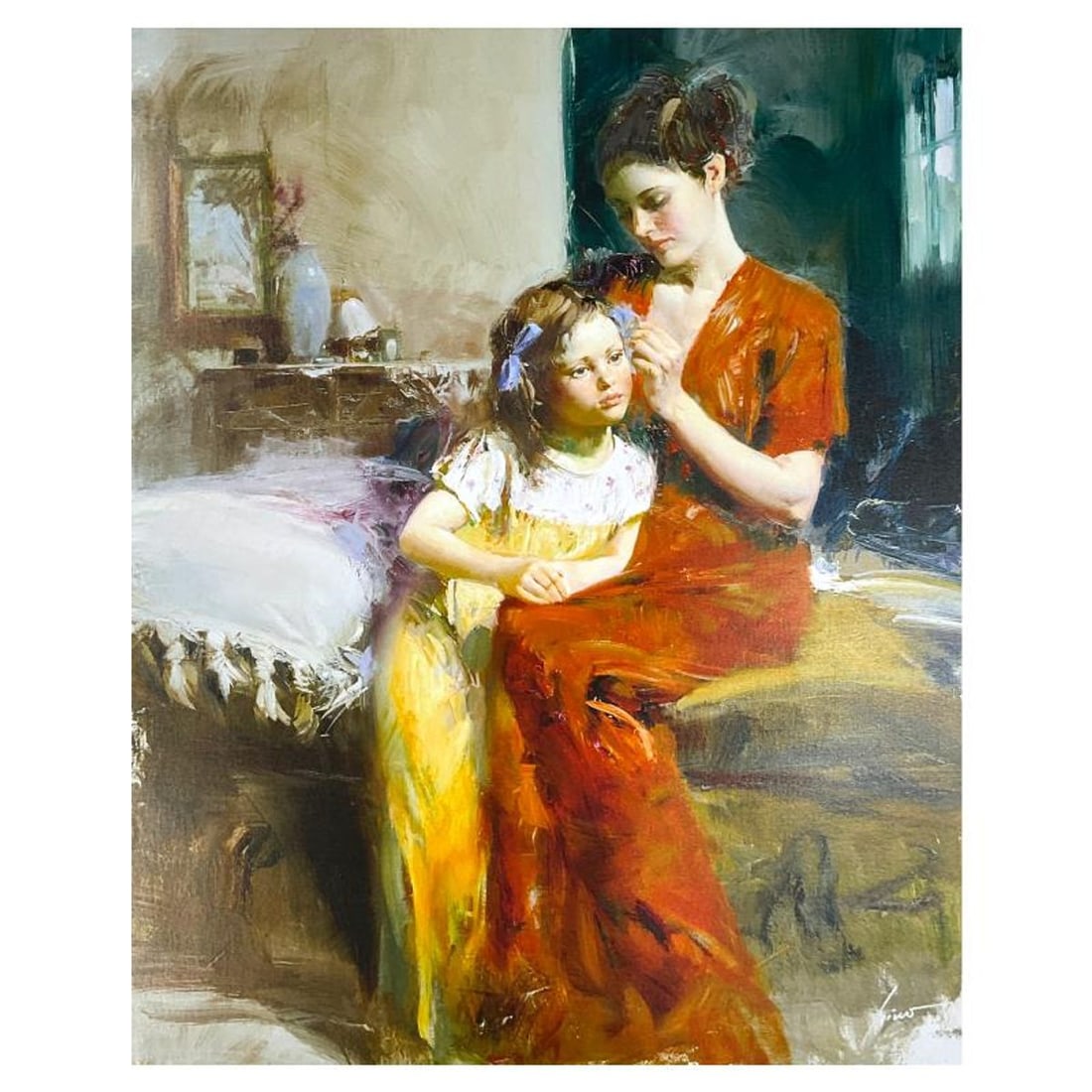 Pino (1939-2010) "Last Touch" Limited Edition on Canvas, Numbered and Hand Signed with Certificate: Last Touch is a limited edition giclee on canvas by Pino (1939-2010), numbered and hand signed by the artist. Includes Certificate of Authenticity. Measures approx. 38" x 30" (image). Reference#: 9316