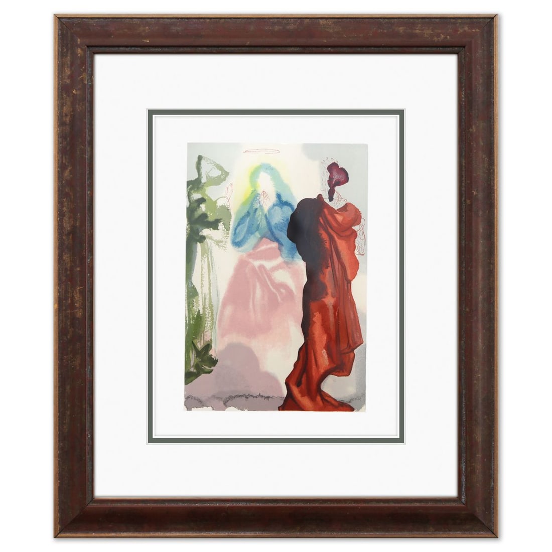 Salvador Dali- Original Color Woodcut on B.F.K. Rives Paper "Paradise 33": Artist: Salvador Dali. Medium: Original Color Woodcut on B.F.K. Rives Paper. Title: Paradise 33. Size: 13" x 10". Measures approx. 20" x 17" (framed). Certificate of Authenticity: Is included. Additio