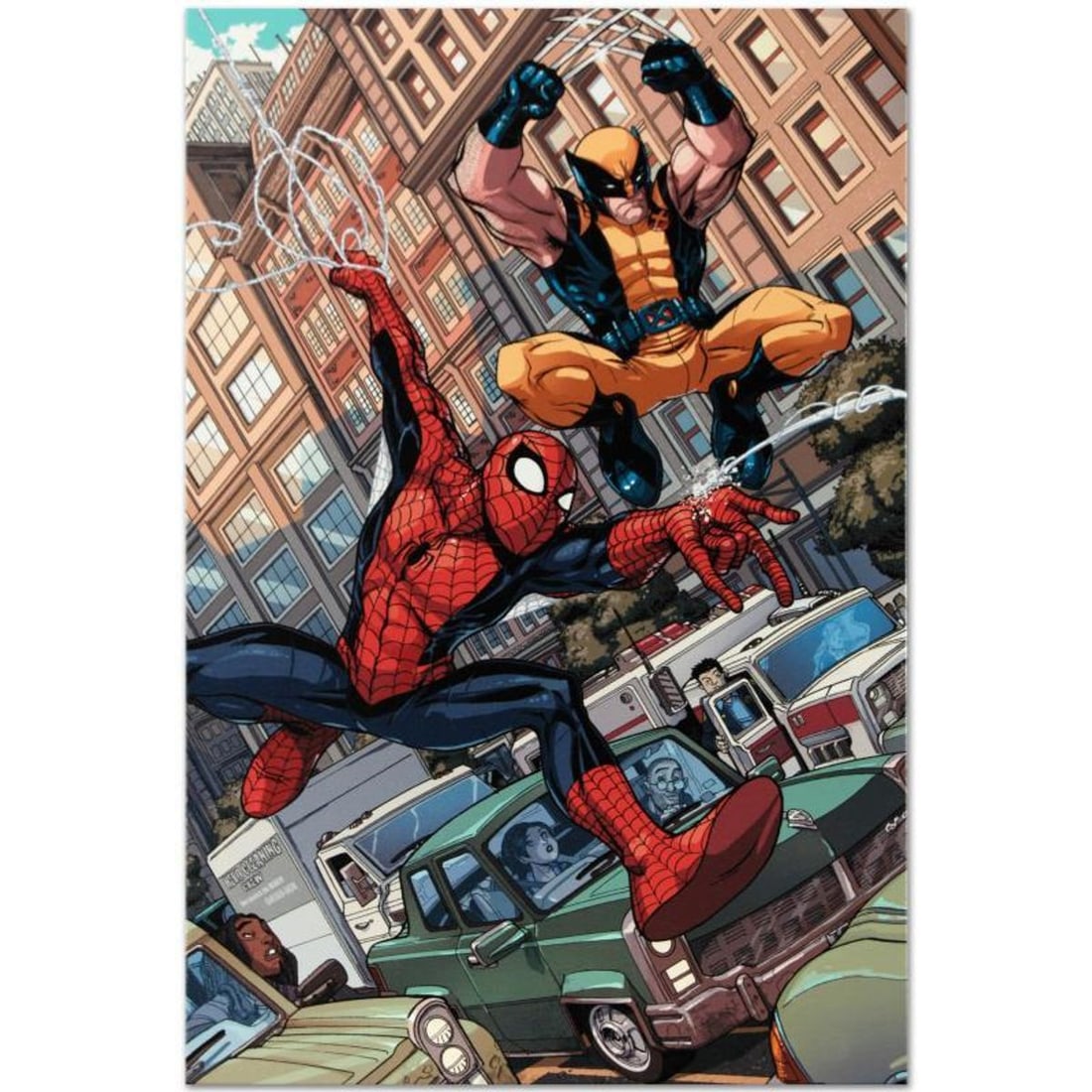 Marvel Comics "Astonishing Spider-Man & Wolverine #1" Numbered Limited Edition Giclee on Canvas by: A piece of comic book history, this limited edition, from original art by Nicholas Bradshaw, depicts Wolverine and Spider-Man. Nick Bradshaw is a Canadian artist, primarily involved in the comic book 