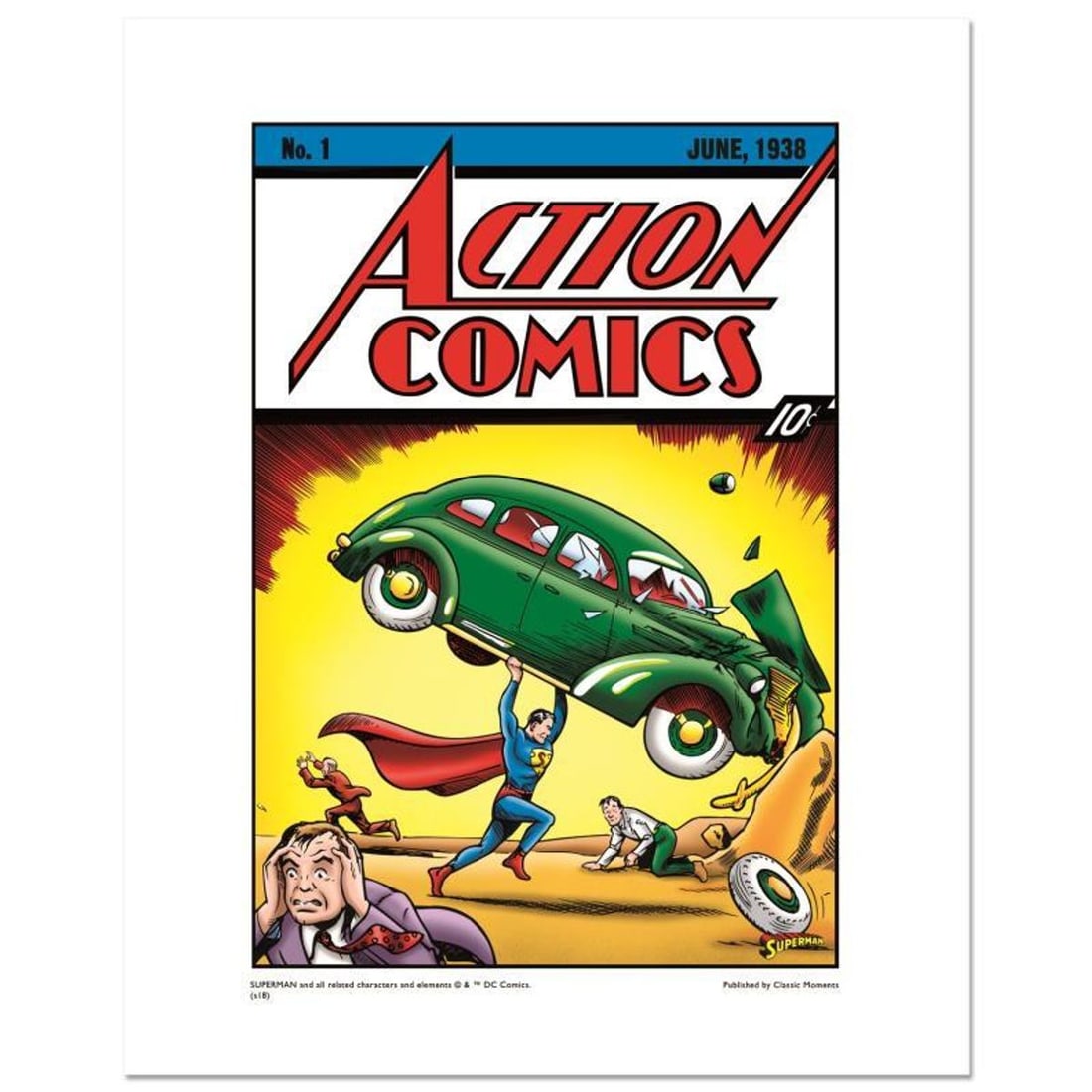 DC Comics, "Superman #1" Numbered Limited Edition Giclee with Certificate of Authenticity.: Superman #1 is a limited edition giclee on paper licensed by DC Comics. The piece is numbered and includes Certificate of Authenticity. Measures approx. 20" x 16" (with border), 16" x 12" (image). Ref