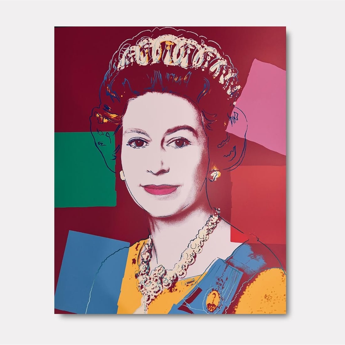 Andy Warhol- Silk Screen on Museum Board "Queen Elizabeth II of the United Kingdom 334": Artist: Andy Warhol. Medium: Silk Screen on Museum Board. Title: Queen Elizabeth II of the United Kingdom 334. Size: 38" x 30" 1/4". Certificate of Authenticity: Limited Edition of 3500. Additional: A
