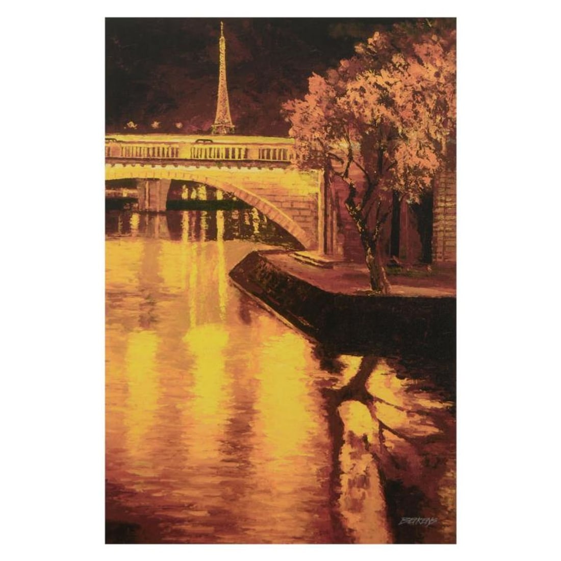 Howard Behrens (1933-2014), "Twilight On The Seine I" Limited Edition on Canvas, Numbered and Signed: Twilight On The Seine I is a limited edition giclee on canvas by Howard Behrens (1933-2014), numbered and bearing the authorized signature of the artist. This piece is from Behrens' Legacy Edition. In