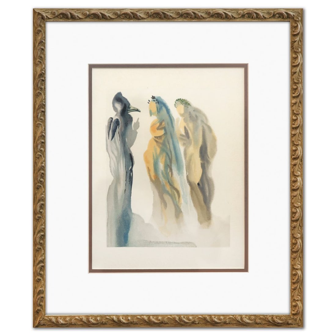 Salvador Dali- Original Color Woodcut on B.F.K. Rives Paper "Paradise 9": Artist: Salvador Dali. Medium: Original Color Woodcut on B.F.K. Rives Paper. Title: Paradise 9. Size: 13" x 10". Measures approx. 19" x 16" (framed). Certificate of Authenticity: Is included. Addition