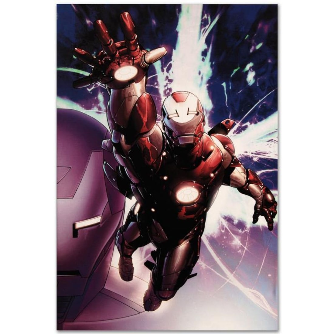 Marvel Comics "Invincible Iron Man #25" Numbered Limited Edition Giclee on Canvas by Salvador: A piece of comic book history, this limited edition, from original art by Salvador Larroca, depicts Iron Man in action. Salvador Larroca is a Spanish comic book artist, primarily known for his work on