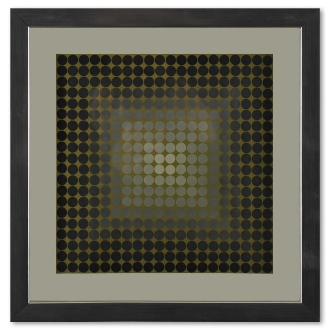 Victor Vasarely (1908-1997), "CTA - 102 de la serie CTA - 102" Framed 1971 Heliogravure Print with: CTA - 102 de la serie CTA - 102 is a heliogravure print on paper, published in 1971, by Victor Vasarely (1908-1997). This piece comes custom framed, with a letter of authenticity and with a 1976 Vasar