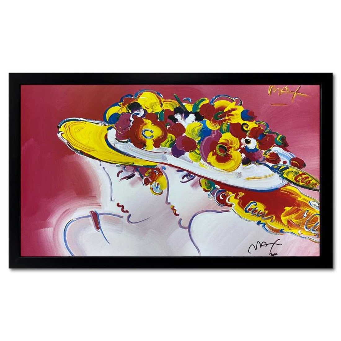 Peter Max, "Friends II" Framed Hand Signed Offset Lithograph with Letter of Authenticity.: Friends II is an offset lithograph on paper by Peter Max, hand signed by the artist. This piece comes custom framed. Includes Letter of Authenticity. Measures approx. 25.5" x 39" (frame), 21.5" x 35" 
