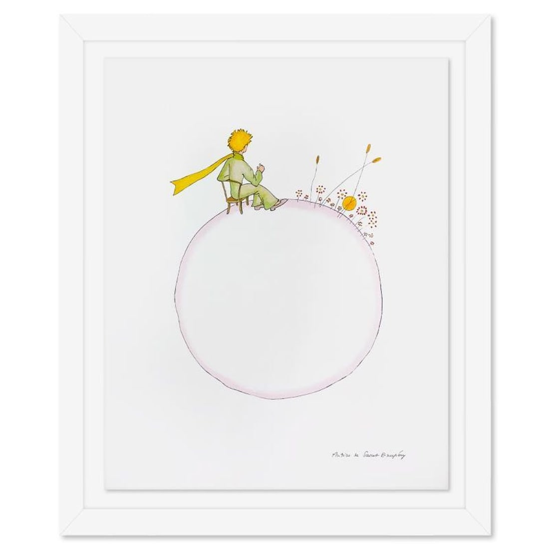 Antoine de Saint-Exupery 1900-1944 (After), "The Little Prince And The Sunset" Framed Limited: The Little Prince And The Sunset is a limited edition lithograph by Antoine de Saint-Exupery (1900-1944), bearing the plate signature of the artist. This piece comes from an edition of 300 authorized 
