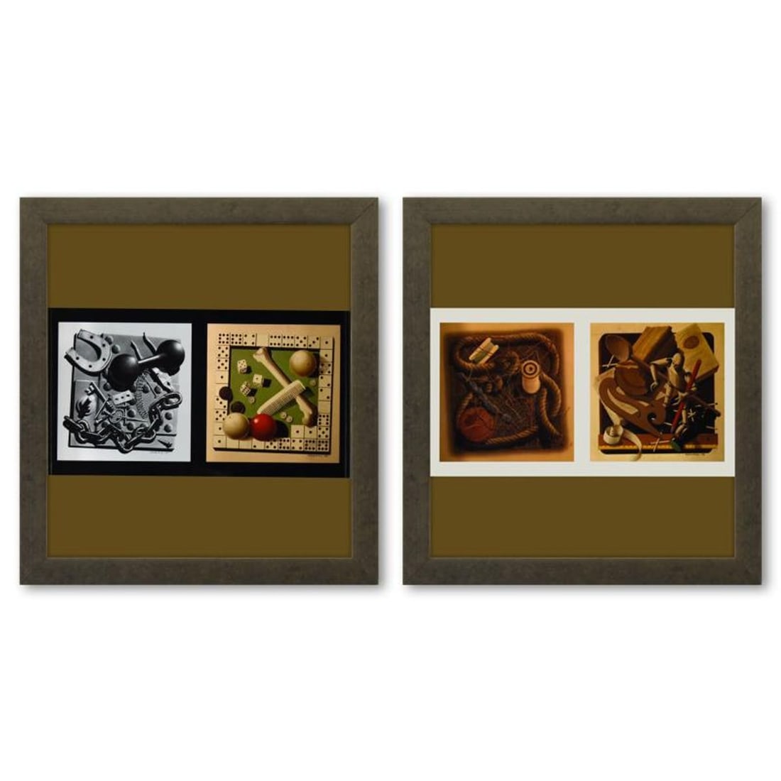 Victor Vasarely (1908-1997), "Etude De Matiere (1,4) et Etude De Matiere (2,3) de la serie: Etude De Matiere (1,4) et Etude De Matiere (2,3) de la serie Graphismes 1 (Diptych) is a set of heliogravure prints on paper, published in 1977, by Victor Vasarely (1908-1997). These pieces come custo