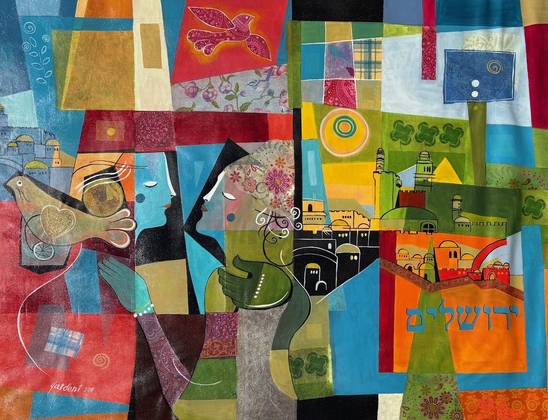 Hedva Yardeni- Original painting on canvas: Artist: Hedva Yardeni. Medium: Original painting on canvas. Size: 34" x 44". Signature: Hand Signed by the Artist. Reference#: 33421.