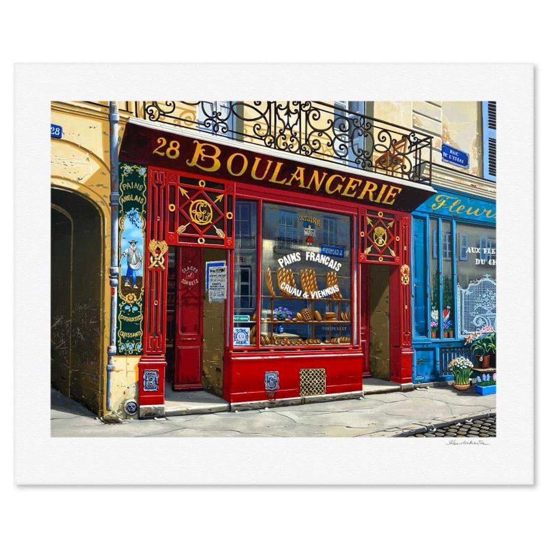Liudmila Kondakova, "28 Boulangerie" Limited Edition Serigraph, Numbered and Hand Signed with: 28 Boulangerie is a limited edition serigraph on paper by Liudmila Kondakova, hand signed by the artist. Includes Certificate of Authenticity. Measures approx. 23" x 28.5" (border), 18" x 24" (image).