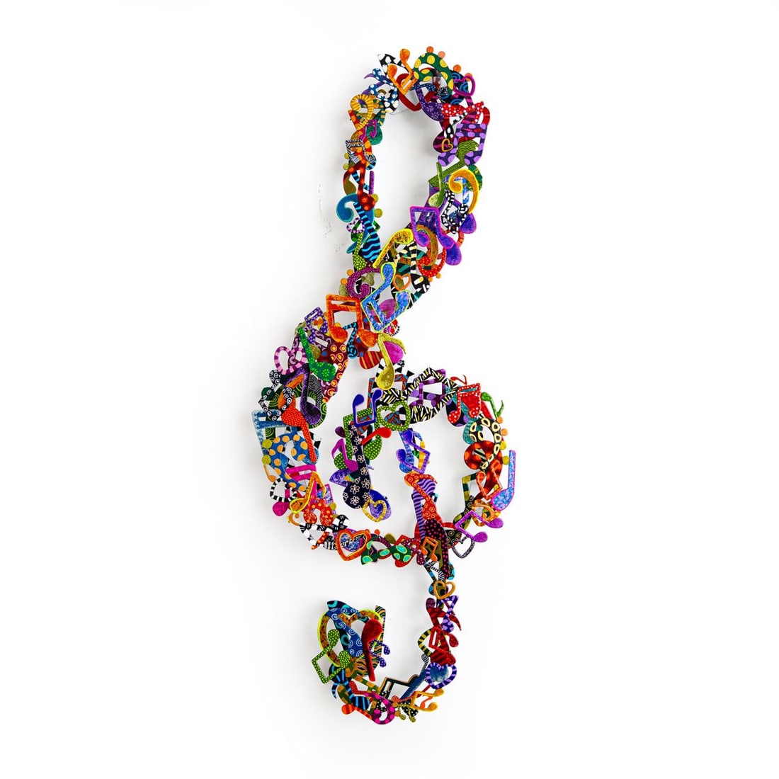 Patricia Govezensky- Original Painting on Cutout Steel "Love Music": Artist: Patricia Govezensky. Medium: Original Painting on Cutout Steel. Title: Love Music. Size: 32" x 12". Signature: Hand Signed by the artist. Certificate of Authenticity: Is included. Additional: 