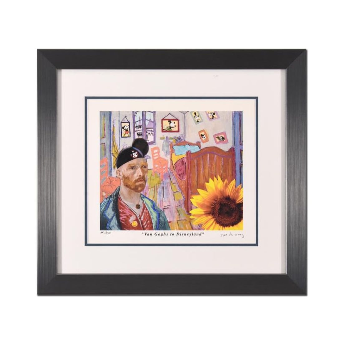 Nelson De La Nuez, "Van Goghs to Disneyland" Framed Limited Edition Artist Proof, Numbered and Hand: Van Goghs to Disneyland is a limited edition artist proof on paper by Nelson De La Nuez, numbered and hand signed by the artist. This piece comes custom framed. Includes Letter of Authenticity. Measur