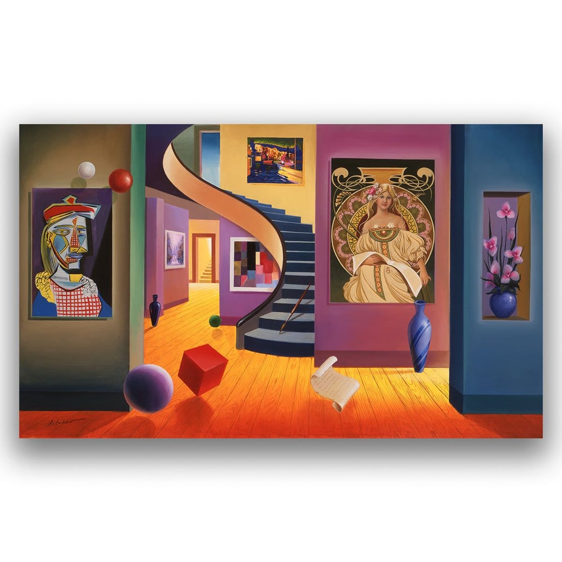 Alexander Astahov- Giclee on canvas "Homage to Picasso": Artist: Alexander Astahov. Medium: Giclee on canvas. Title: Homage to Picasso. Size: 24" x 40". Signature: Signed and numbered. Certificate of Authenticity: Is included. Additional: Limited edition