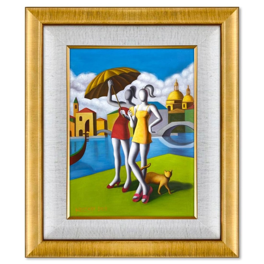 Mark Kostabi, "Symphony of Secrets" Framed Original Oil Painting on Canvas, Hand Signed with COA: Symphony of Secrets is an original oil painting on canvas by Mark Kostabi, hand signed by the artist. This piece comes custom framed. Includes Certificate of Authenticity. Measures approx. 28" x 34" (