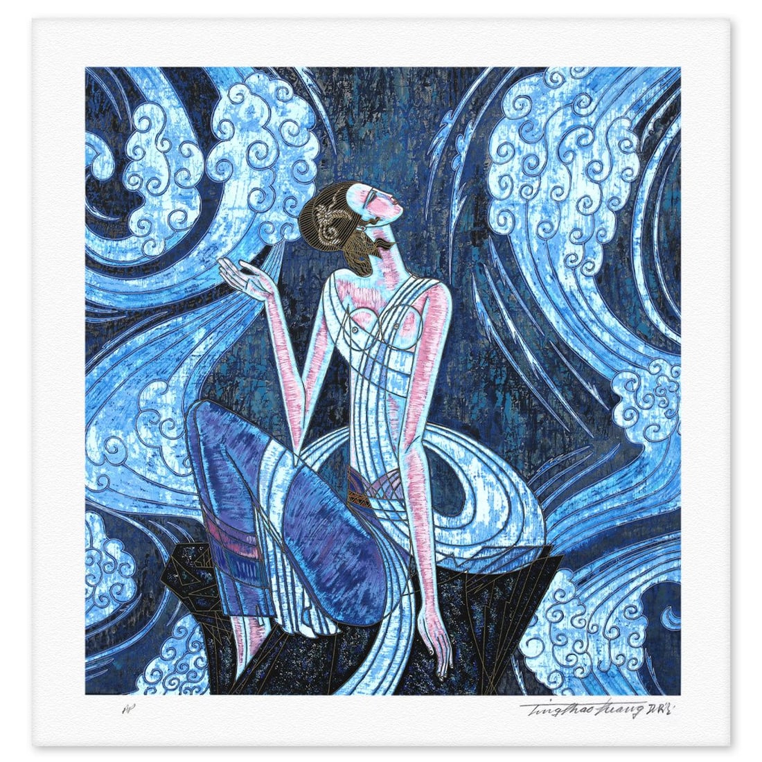 Ting Kuang- Silkscreen "Rhyme of Fountain": Artist: Ting Kuang. Medium: Silkscreen. Title: Rhyme of Fountain. Size: 23" x 22". Signature: Hand Signed and Numbered. Reference#: 80515.