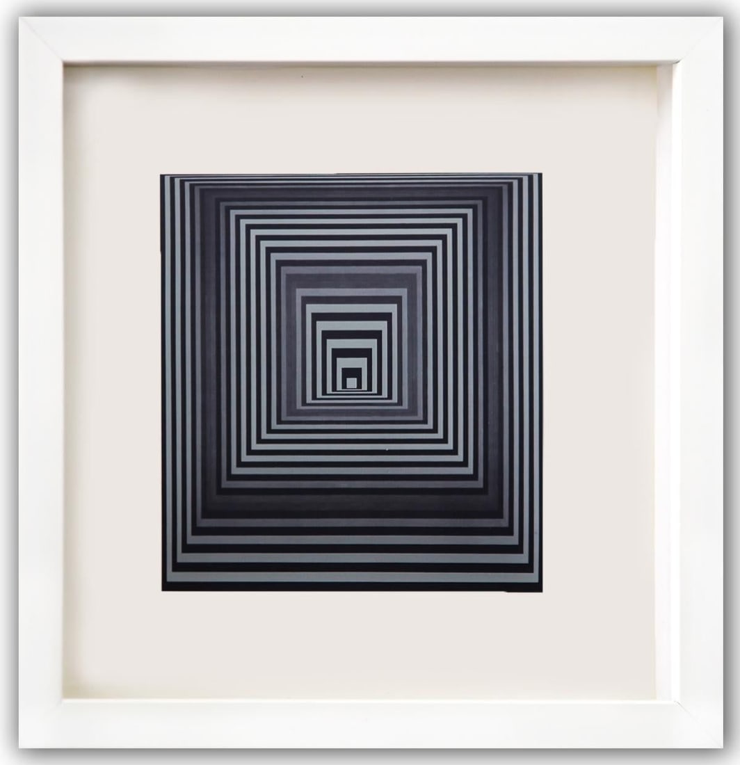 Victor Vasarely- Heliogravure Print "Untitled": Artist: Victor Vasarely. Medium: Heliogravure Print. Title: Untitled. Size: 11" x 10". Measures approx. 13" x 12" (framed). Additional: Custom Framed. Reference#: 21473.