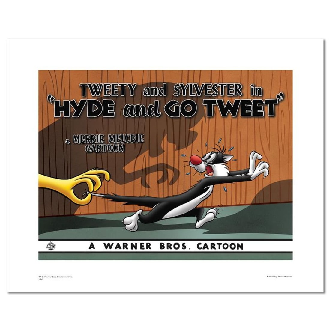 Hyde and Go Tweet, Tail Numbered Limited Edition Giclee from Warner Bros. with Certificate of: Hyde and Go Tweet - Tail is a limited edition giclee on paper from Warner Bros. featuring iconic Looney Tunes characters. The art was taken from an original Lobby Card used to promote "Hyde and Go Twe