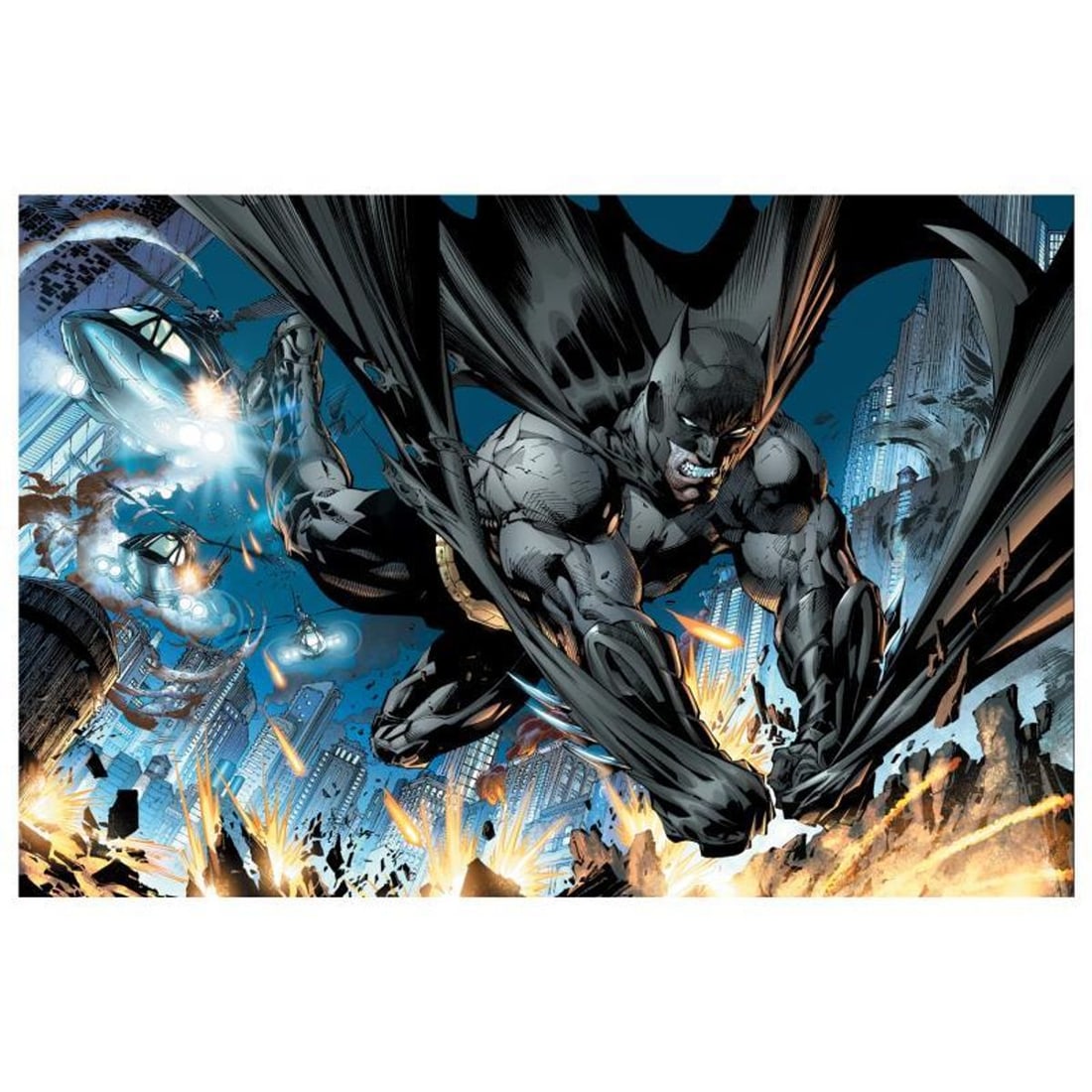 DC Comics, "Justice League (New 52) #1" Numbered Limited Edition Giclee on Canvas by Jim Lee with: Justice League (New 52) #1 is a limited edition giclee on canvas featuring art by Jim Lee from the 2011 comic. This piece comes gallery wrapped and includes a certificate of authenticity. Measures app