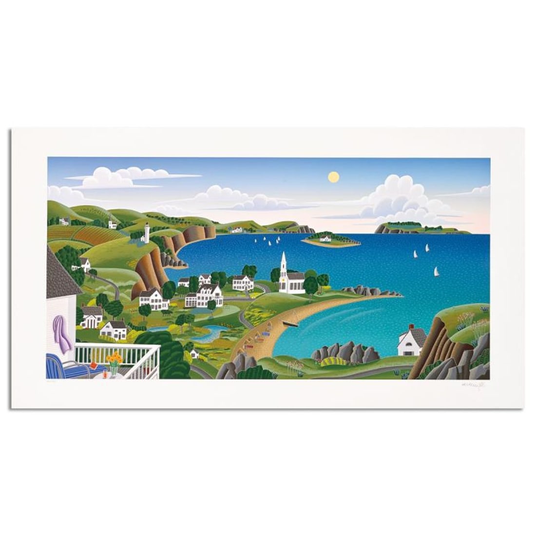 Thomas Mcknight, "Maine Cove" Limited Edition Serigraph, Numbered and Hand Signed with Letter of: Maine Cove is a limited edition serigraph on paper by Thomas Mcknight, numbered and hand signed by the artist. Includes Letter of Authenticity. Measures approx. 23" x 42" (border), 18" x 36" (image).