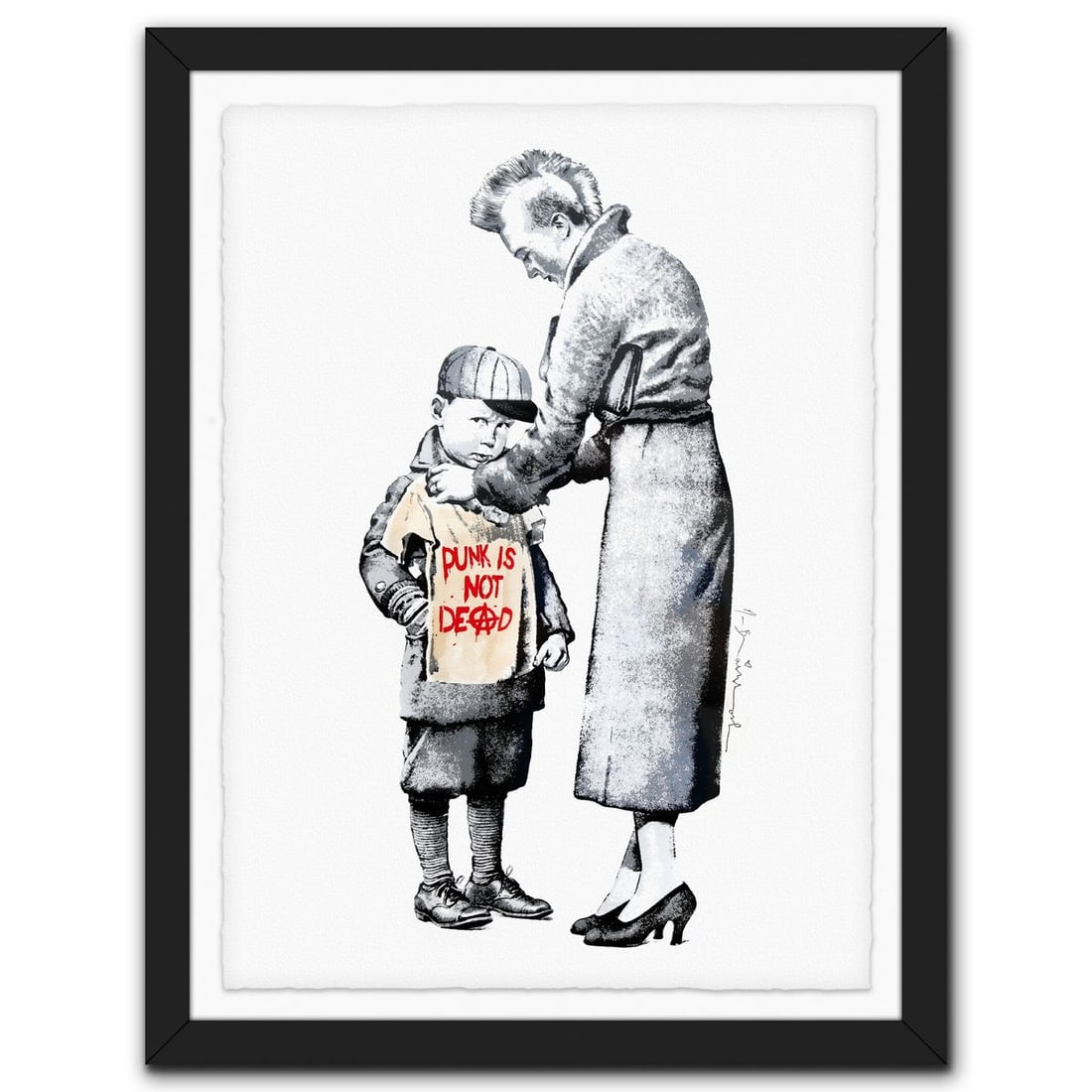 Mr Brainwash- Silkscreen "Punk's Not Dead": Artist: Mr Brainwash. Medium: Silkscreen. Title: Punk's Not Dead. Size: 30" x 22". Measures approx. 36" x 28" (framed). Signature: Hand signed. Certificate of Authenticity: Is included. Additional: Pr