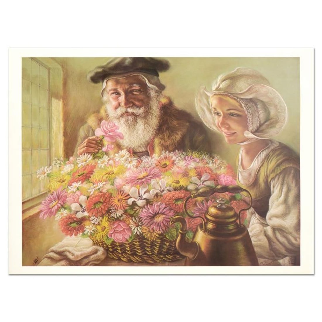 Virginia Dan (1922-2014), "Roses for Papa" Limited Edition Lithograph, Numbered and Hand Signed with: Roses for Papa is a limited edition lithograph on paper by Virginia Dan (1922-2014), numbered and hand signed by the artist. Includes Letter of Authenticity. Measures approx. 30" x 24" (border), 28" x