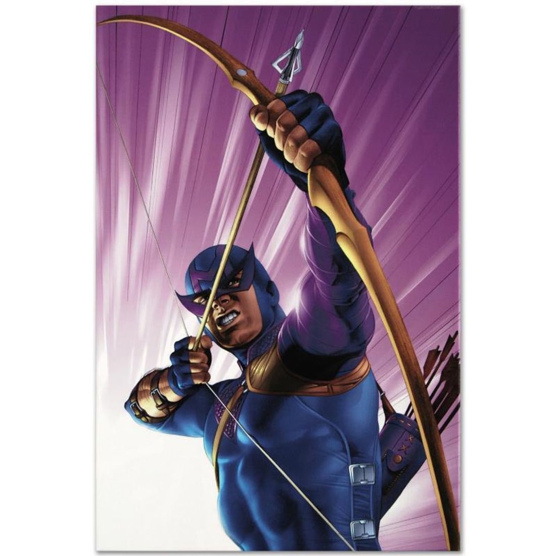 Marvel Comics "The Pulse #10" Numbered Limited Edition Giclee on Canvas by Mike Mayhew with COA.: A piece of comic book history, this limited edition, from original art by Mike Mayhew, depicts the classic character Hawkeye. Mike Mayhew has been a working in comics since 1992. He revolutionized int