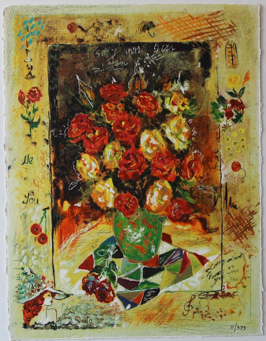 Sergey Kovrigo- Original Serigraph on Paper "Red Bouquet": Artist: Sergey Kovrigo. Medium: Original Serigraph on Paper. Title: Red Bouquet. Size: 13" x 10". Signature: Hand Signed by the Artist. Certificate of Authenticity: From the publisher. Reference#: 208