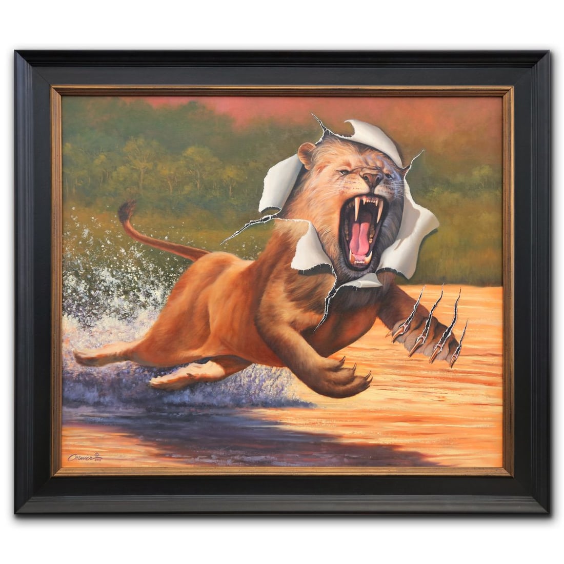 Wil Cormier- Original Mixed Media Oil on Canvas "Painting Comes to Life": Artist: Wil Cormier. Medium: Original Mixed Media Oil on Canvas. Title: Painting Comes to Life. Size: 30" x 36". Measures approx. 37" x 43" (framed). Signature: Hand signed. Certificate of Authenticit