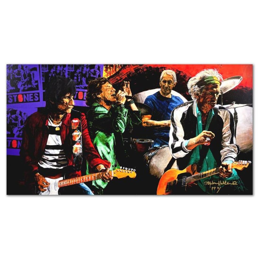 Stephen Holland, "Rolling Stones" Limited Edition on Canvas, PP Numbered 3 and Hand Signed with: Rolling Stones is a limited edition giclee on stretched canvas by Stephen Holland, PP numbered 3 and hand signed by the artist. Includes Certificate of Authenticity. There are some minor flaws on the 