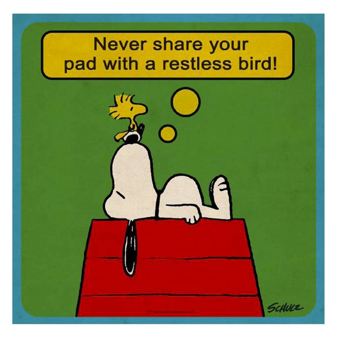 Peanuts, "Restless Bird" Hand Numbered Limited Edition Fine Art Print with Certificate of: A vibrant and striking edition portraying the simple yet emotive art of Charles. M. Schulz, creator of PEANUTS . You'll love the color, it really POPS in person! It looks incredible on the wall and wi
