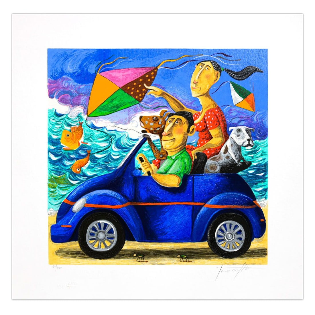 Pino Porcopio- SIlkscreen on Paper "Tra Onde E Aquiloni": Artist: Pino Porcopio. Medium: SIlkscreen on Paper. Title: Tra Onde E Aquiloni. Size: 12" x 12". Signature: Hand Signed and numbered. Certificate of Authenticity: Is included. Additional: Edition