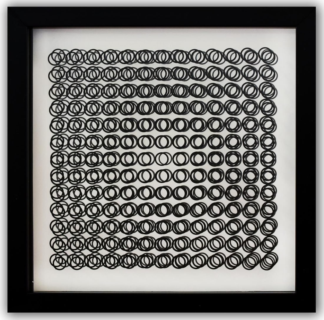 Victor Vasarely- 3D Wall Sculpture/object "Cinetiques": Artist: Victor Vasarely. Medium: 3D Wall Sculpture/object. Title: Cinetiques. Size: 10" x 10". Measures approx. 12" x 12" (framed). Additional: Custom Framed. 2 layers- Top layer printed on clear Luci