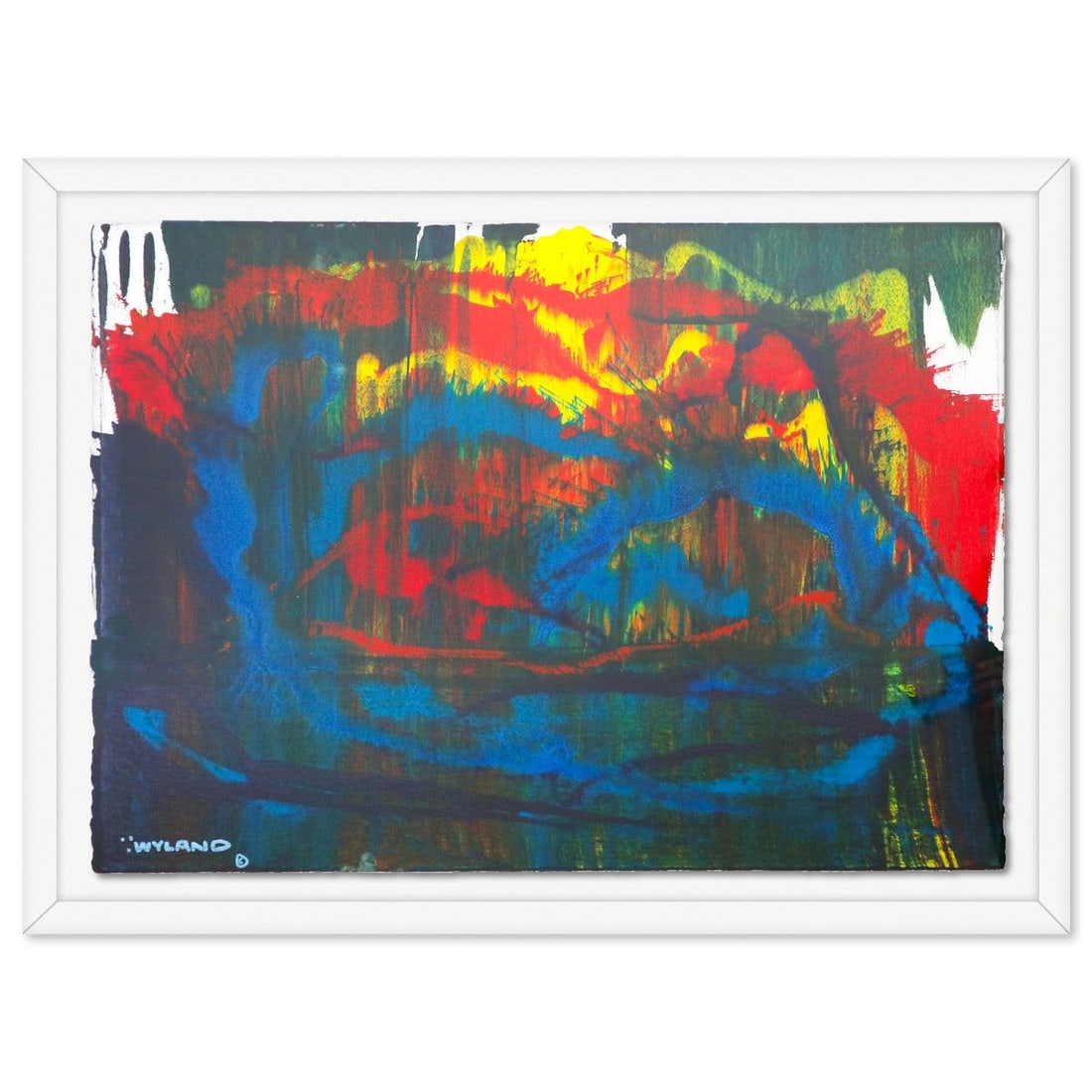 Wyland- Original Watercolor Painting on Deckle Edge Paper "Abstract": Artist: Wyland. Medium: Original Watercolor Painting on Deckle Edge Paper. Title: Abstract. Size: 29" x 42". Measures approx. 35" x 48" (framed). Signature: Hand signed by the artist. Certificate of A