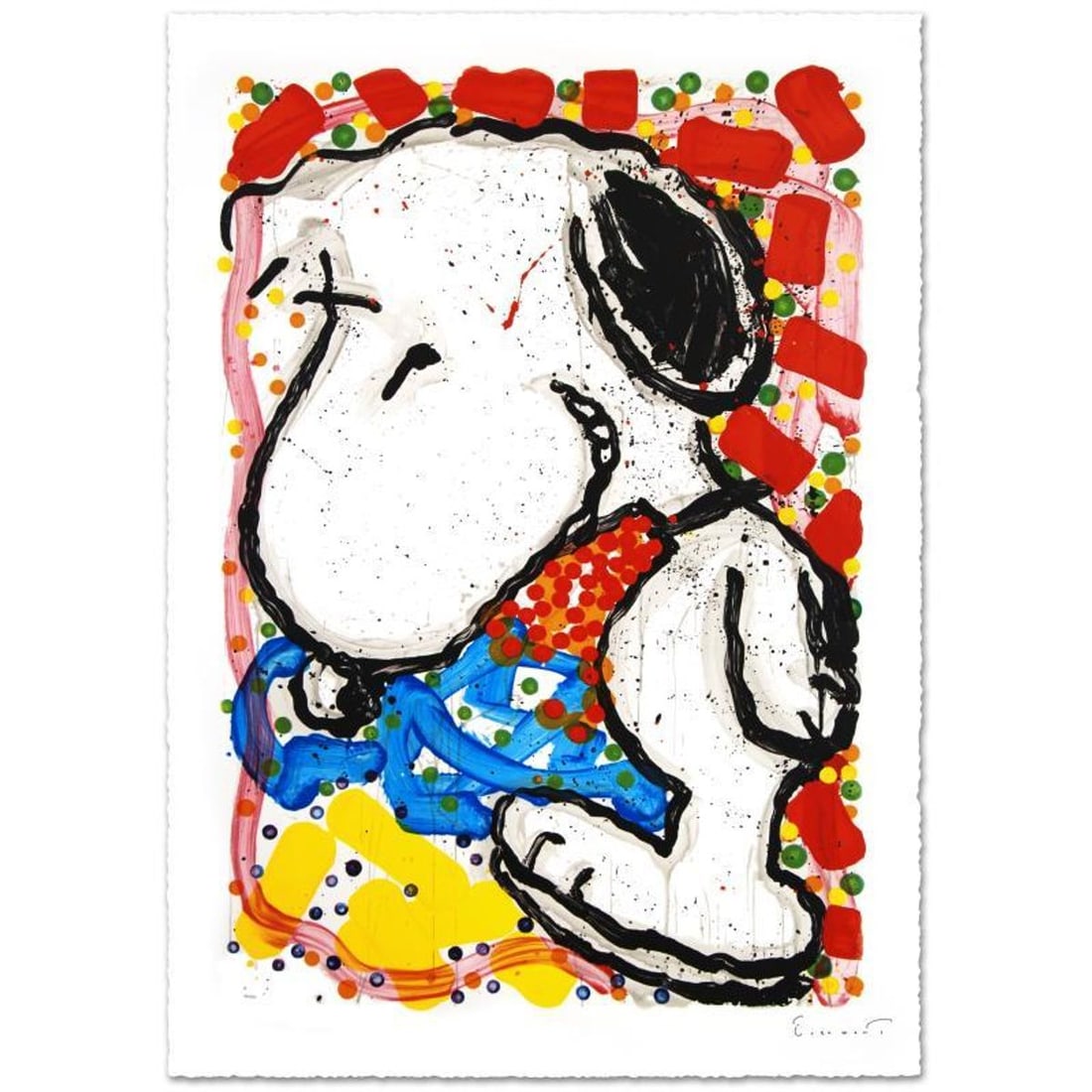 Hip Hop Hound Limited Edition Hand Pulled Original Lithograph (30" x 47") by Renowned Charles Schulz: Hip Hop Hound is a limited edition hand pulled original lithograph on museum quality deckle-edge paper, numbered and hand signed by Tom Everhart. This is one of the final Everhart editions to be creat
