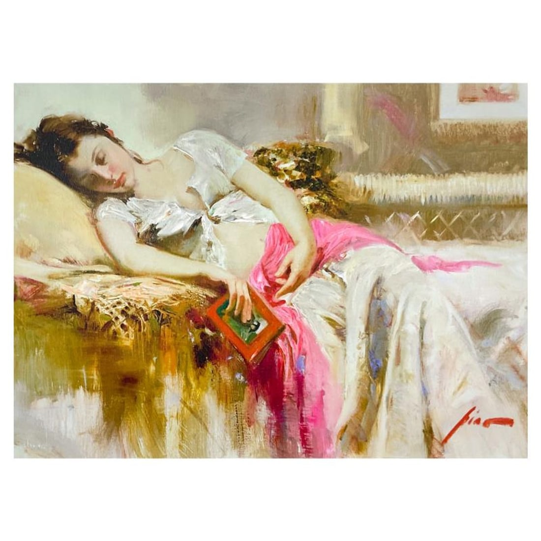Pino (1939-2010), "Desire" Hand Embellished Limited Edition on Canvas, HC Numbered 2/25 and Hand: Desire is an hand embellished limited edition giclee on canvas by Pino (1939-2010), HC numbered 2/25 and hand signed by the artist. Includes Certificate of Authenticity. Measures approx. 16" x 22" (im