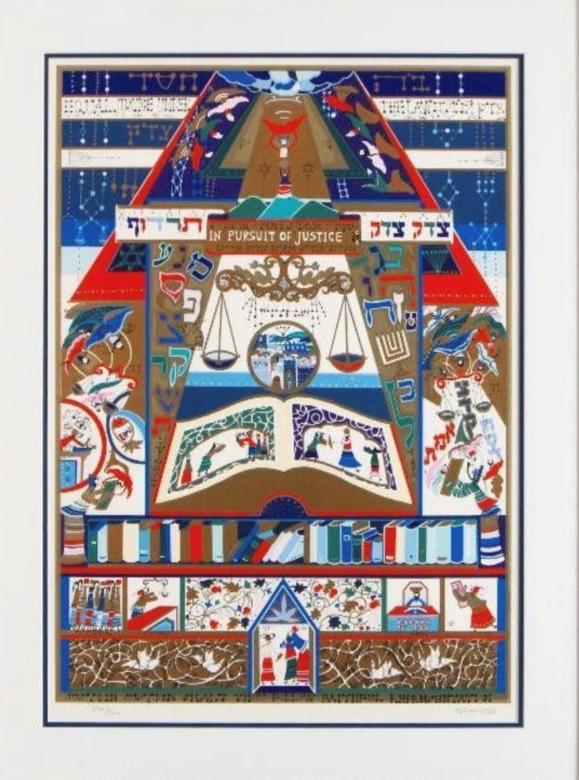 Raphael Abecassis- Serigraph on paper "In Pursuit of Justice": Artist: Raphael Abecassis. Medium: Serigraph on paper. Title: In Pursuit of Justice. Size: 29" x 20". Signature: Hand signed and numbered. Additional: Matted. Reference#: 28086.