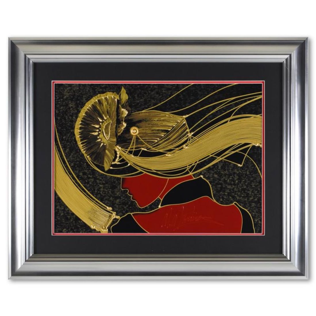 Martiros Manoukian, "Golden Grace" Framed Limited Edition Mixed Media Silkscreen, Numbered and Hand (1 of 3)