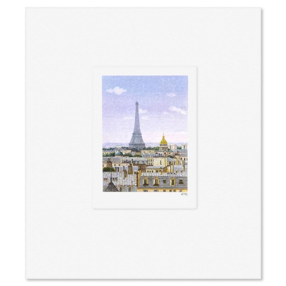 Liudmila Kondakova, "Paris Daybreak" Limited Edition Lithograph, Numbered and Hand Signed with: Paris Daybreak is a limited edition lithograph on paper by Liudmila Kondakova, hand signed by the artist. Includes Letter of Authenticity. Measures approx. 7" x 6" (border), 3" x 2" (image). Reference