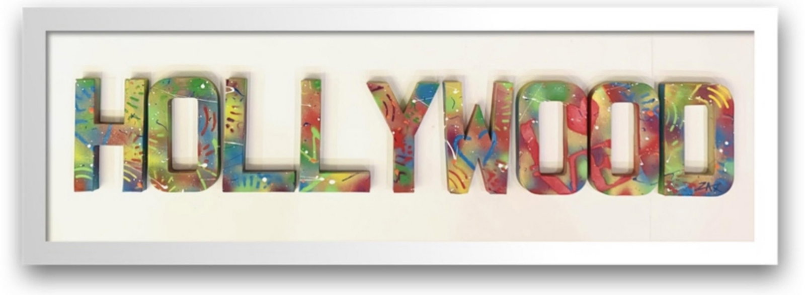 E.M. Zax.- 1/1 Unique hand painted 3D wall sculpture "Hollywood": Artist: E.M. Zax.. Medium: 1/1 Unique hand painted 3D wall sculpture. Title: Hollywood. Measures approx. 18" x 48" (framed). Signature: Signed. Reference#: 37428.