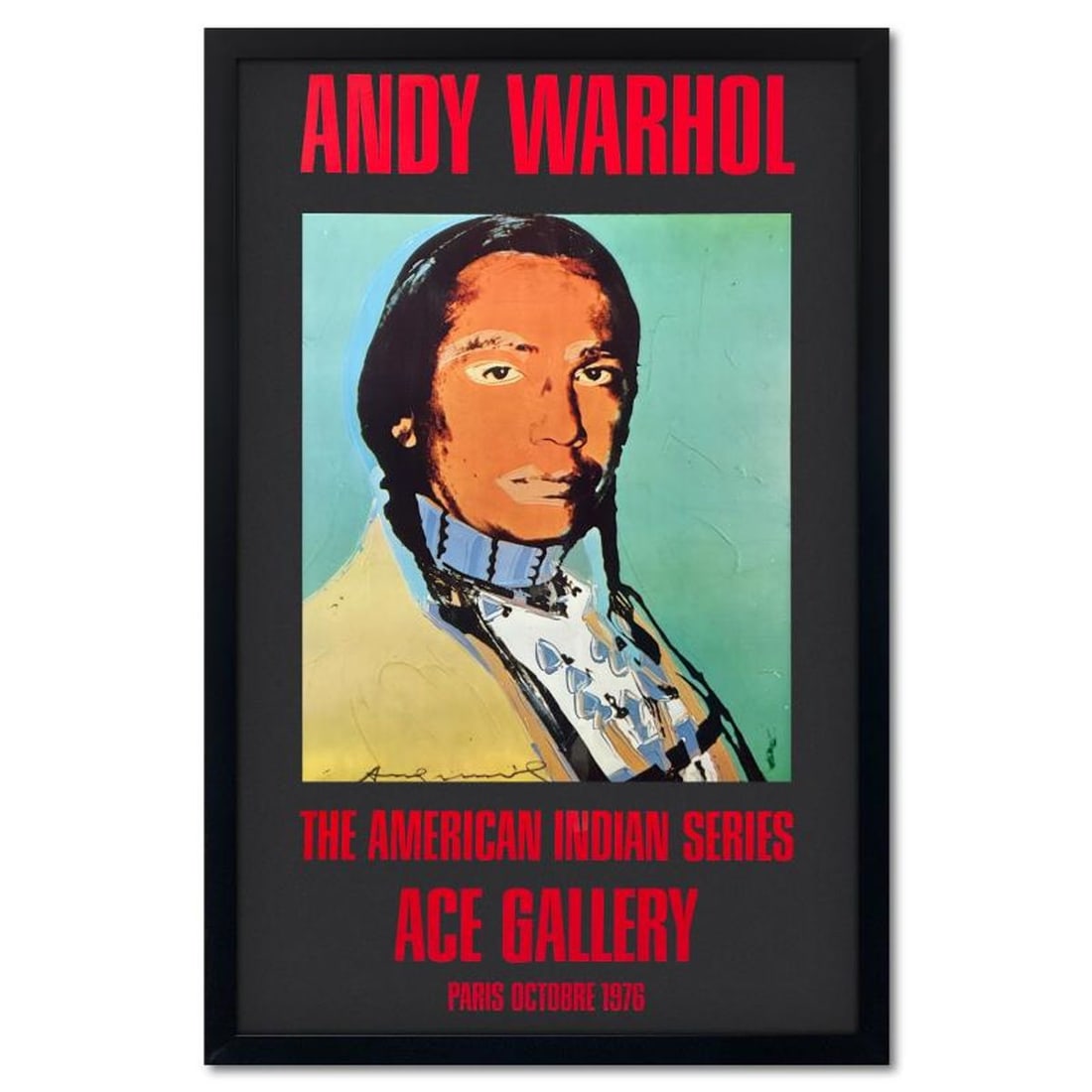 Andy Warhol (1928-1987), "The American Indian Series (Black)" Framed Vintage Poster (51" x 33") from (1 of 2)