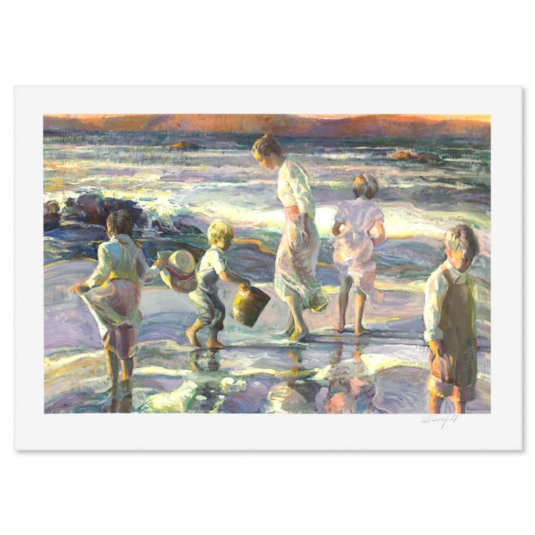 Don Hatfield, "Frolicking at the Seashore" Limited Edition Printer's Proof Serigraph, Numbered and: Frolicking at the Seashore is a limited edition printer's proof serigraph on paper by Don Hatfield, numbered and hand signed by the artist. Includes Letter of Authenticity. Measures approx. 29.5" x 41